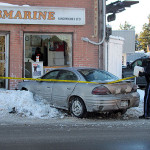 Vehicle smashes into sub shop window
