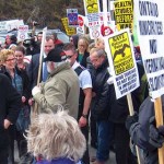 Protesters tell premier they are 'not willing hosts' for turbines
