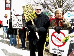 Protesters from Prince Edward County and Amherst Island were in Belleville Tuesday. - Bernadette Fischer photo