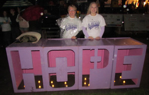 Shari and Rachel Hardon lit the HOPE box just before the lighting of the luminaries ceremony.