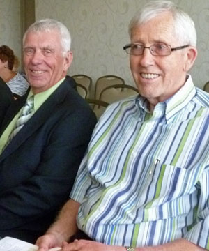 Larry Matheson, left, sitting at the QHC annual meeting with long-time foundation member Don Stanton. Fran Renoy photo