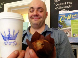 David Wheatley, welcomed Coffee Party participants to The Regent Cafe this morning.