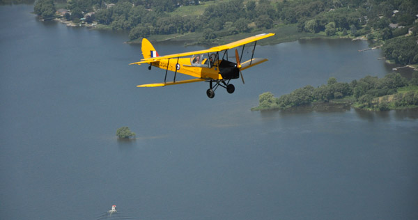 Flying high - A cadet experiences breaking the surly bonds of earth in a de Havilland Tiger Moth as photographed by an excited photographer in a North American Harvard. Ross Lees photo 