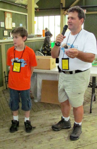 Organizer John Zanderin and helper for one of the day's door draws.