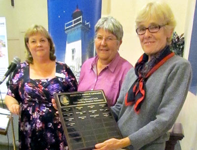Hospice Prince Edward's Nancy Parks and Audrey Whitney presented May Jackson with the June Callwood Award.