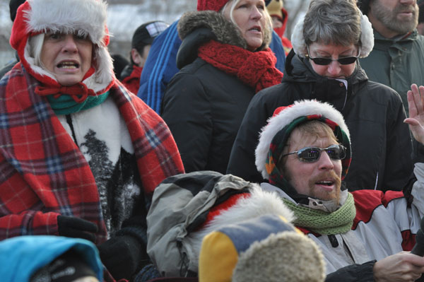 Fans did a lot of bouncing around to the music to help keep warm as they greeted the CP Holiday Train. -Photo by Ross Lees