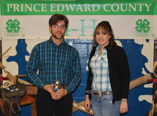 For more than 40 years, the Picton Branch of the Canadian Imperial Bank of Commerce has presented a gold watch to the top senior member.  This year, Matt Rabbie received the honour.  During his 11 years as a 4-H member, Matt completed 46 projects including Beef, Sheep, Horse, Woodworking Square dancing, Relay for Life and Giant Pumpkin and Vegetable. In many of those clubs he held executive positions and also assisted leaders as a Youth Leader.  This year he was a finalist in the Beef Showmanship competition at the Royal Winter Fair.