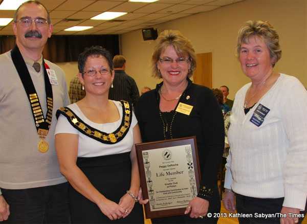 District 6 Governor Robert Walkins,  National President Melodie LeMoeligou, Life Member Peggy DeRoche and Picton Kinette Club President Kerry Reynolds. 