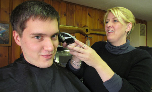 Hair stylist Jennifer Beam created the wartime haircuts for all the actors, incluidng Fabian Woehrer, who played a German officer.