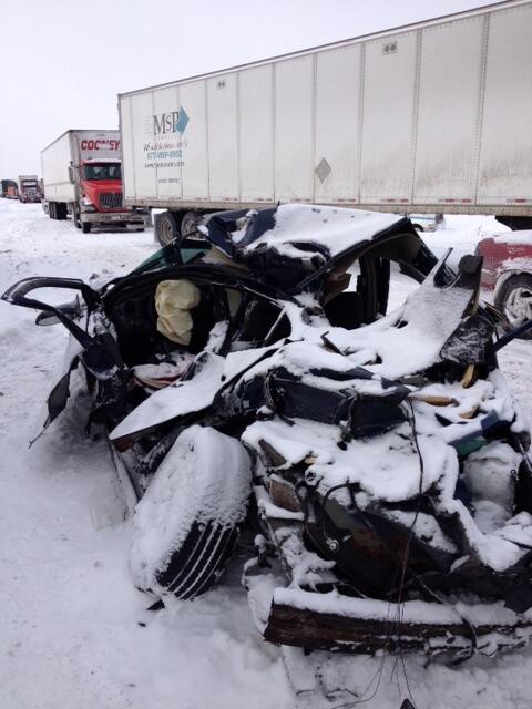 OPP East share this photo on Twitter, taken at Napanee. Crews are still trying to clear the scene, but will take a few hours to do so. One serious injury.