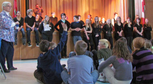 Laura Hare and PECI drama students answered questions about Alzheimers and the presentation.