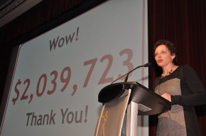 United Way Executive Director Judi Gilbert thanked everyone for their efforts in achieving the milestone of their $2 million goal in 2013. -Photo by Ross Lees