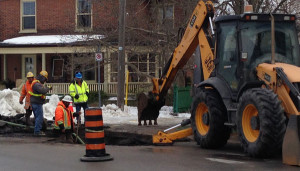 Repairs being made to a watermain break last January at Mary and Chapel streets.