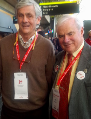 President John Brisbois at the convention with former speaker Peter Milliken. Lenore Begley photo