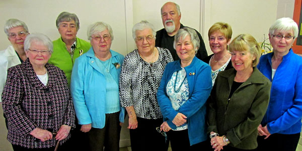 In attendance at the tea, honoured for their years of service, were: Lori Markland, Josie Eaglesham, Sue Law, Ginny Vincent, Marion Smith, Charlie Vincent, Fran Donaldson, Jill Currah, Jacqui Ireland, Linda Wadforth.