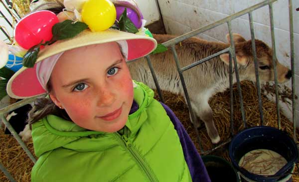 Sarah wore a delightful Easter Bonnet to the egg hunt.