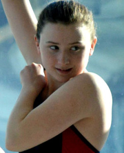 Kelli-Anne Maycock warming up. She placed 5th in the 200 breaststroke