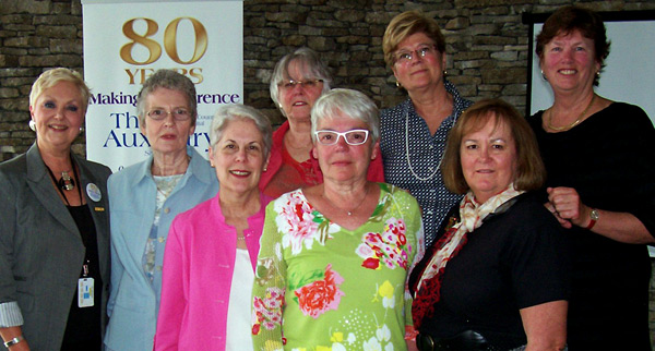 Auxiliary's executives for the coming year include: back row, from left: Fran Donaldson, Past President, Peggy Payne, President, Judy Anderson, Secretary; front row (from left): Dorothy Speirs-Vincent, Communications, Pam Strachan, Fundraising Retail, Carolynn Whiteley, In-Hospital Services, Beverley Thompson, Treasurer and Liz Jones (Vice-President). Absent from photo: Catherine Starkey (Community Services), Jack    Starkey (Membership and Volunteer Services) and Art Hewer (Fundraising  Projects).