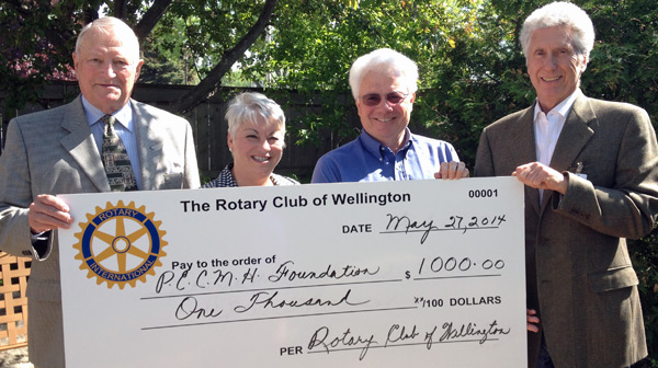 Leo Finnegan, president of the PECMH Foundation, Hazel Lloyst, CFRE, interim director of development with the PECMH Foundation, Brian McGowan, president of the Rotary Club of Wellington and Paul Gallagher, treasurer of the PECMH Foundation. Briar Boyce photo