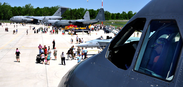 Flightline visit This young fellow sits in the pilot’s seat of a CC-150 Polaris with a perfect view of some of the other aircraft on display at the 8 Wing/CFB Trenton RCAF 90th Anniversary Open House and Air display Saturday.