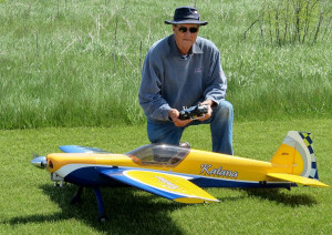 John Ferguson with a 30 per cent sized plane.