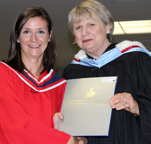 Charlotte Miller, Early Childhood Education graduate from Picton, was presented the Association of Early Childhood Educators of Ontario, Belleville and District Award by Governor June Hagerman.