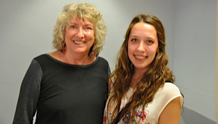 The arts council's Sue Barclay with PECI student Emily Clark, who received the newly-named Carol Burrill Arts Award.