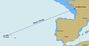 The Course - The course is 2600 miles long and is split up in to two legs. The first, starting on the 20th of July, is from Les Sables D'Olonne, on the west coast of France, to Horta, the main town on the Azores islands. This leg of the race is 1300 miles long and should take me about 10 days to complete. The second leg from Horta, back to Les Sables, is the same distance, but should take a little less time due to the prevailing winds.