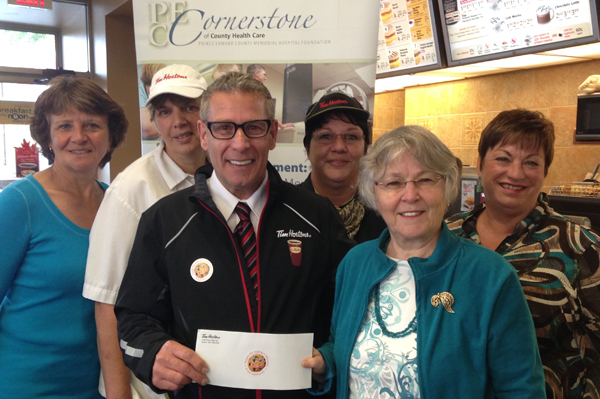 Pictured, from left: Foundation director, Monica Alyea, Tim Hortons Picton restaurant owner, Paul Massey, Foundation Vice President, Fran Donaldson and Interim Director of Development for the PECMH Foundation, Hazel Lloyst. - Briar Boyce photo