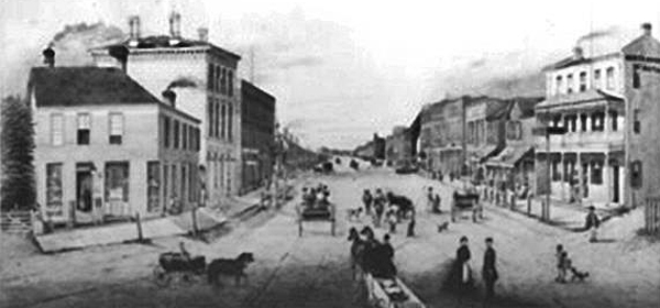 Main Street Picton postcard from 1869.