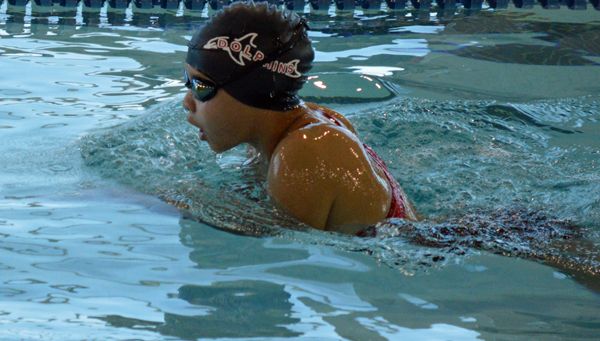 Annie Labarge competes in breaststroke