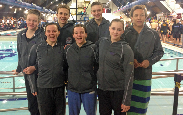 Provincial team, back row, from left: Melissa Dingle (15), Rafik Jiwa (14), Lauren Taylor (14) and Nate Shiers-Redhead (14). Front, from left: Stephanie Cairns (15), Katelyn Cairns (15) and Mackenzie Latter (13).