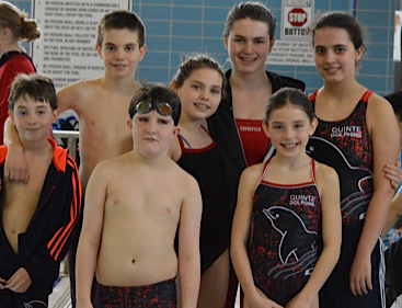 In competition at Kingston, front, from left, were: James Lossing, McKinley Miller, Yelena Hudgin and back row, from left: Leo Lossing, Annika Hudgin, Abby Taylor and Kim Pothier. - Gil Taylor photo