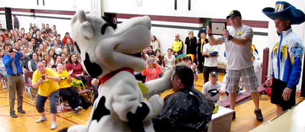 PEC OPP Community Service Officer Anthony Mann took one cream pie in the face for the team.