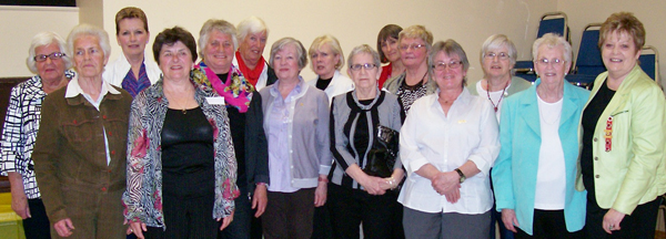  Honoured for hours and years of service to the Prince Edward County Memorial Hospital Auxiliary, front, from left, were: Ann Brown, Janet Bryant, Fran Renoy, Janet O’Brien, Rita Engel, Anna Reko, Barb Ansell, Elayne Meharg Back row, from left: Gayle Collison, Sue Everall, Lynn Edward, Nancy Hicks, Janet Chandler, Geralyn Walmsley, Pauline Smith. - Dorothy Vincent Speirs photo