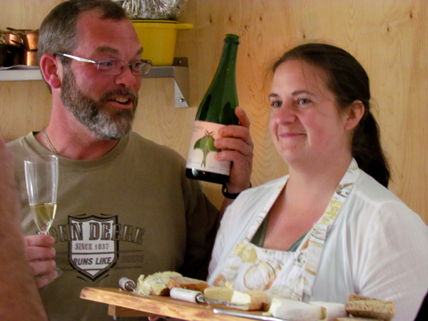 New County cheesemakers Glen Symons and Heather Robertson, of Lighthall Vineyards,  demonstrated their craft making their sheep's milk Brie in the B&B's kitchen.