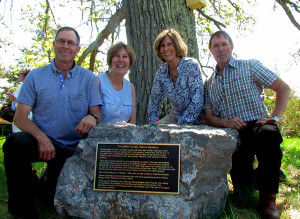 Posing at the commemoration site were four members of the Miller family - Martin Miller, Peggy Neil, Penny Miller and Maurice Miller. Milton Miller was unable to attend.