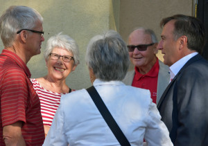 Former riding MP and Agriculture Minister Lyle Vanclief and his wife Sharon and MPP Keith MacDonald, who served from 1987 to 1990, joined Bay of Quinte Liberal candidate Neil Ellis at the opening of the campaign office at 124 Main St., Picton.