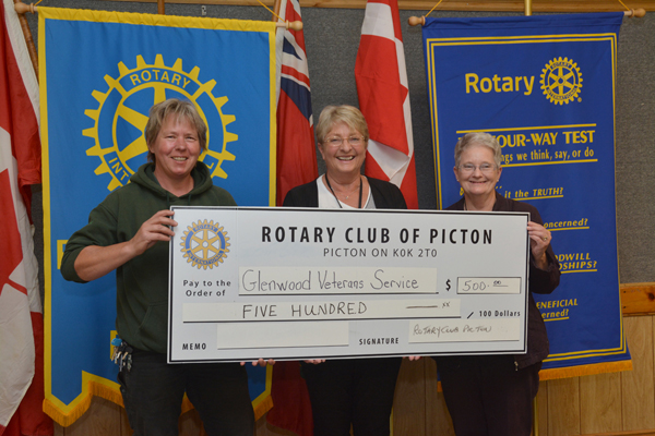 Picton Rotary showed its support. From left, Helma Oonk, Manager at Glenwood Cemetery, Barb Proctor, Rotary Club of Picton Community Service Director and Sandra Latchford, Chair of Glenwood Cemetery Board. Peggy deWitt photo