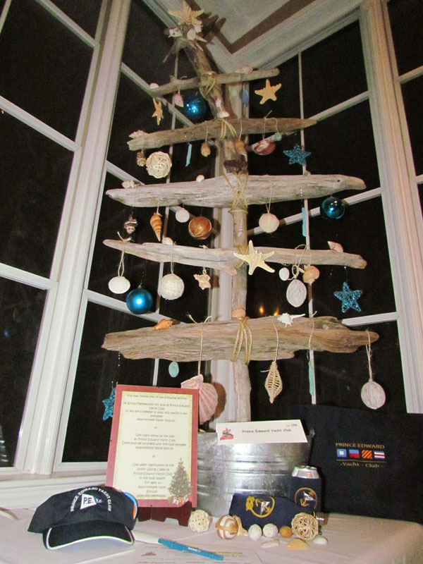 The Yacht Club's driftwood tree impressive in the dining room.