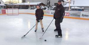 Mike and Max drop the first puck.