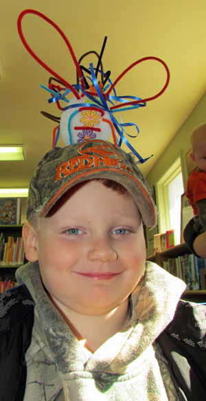 Avery McConnell, of Cherry Valley with his unique Easter hat.