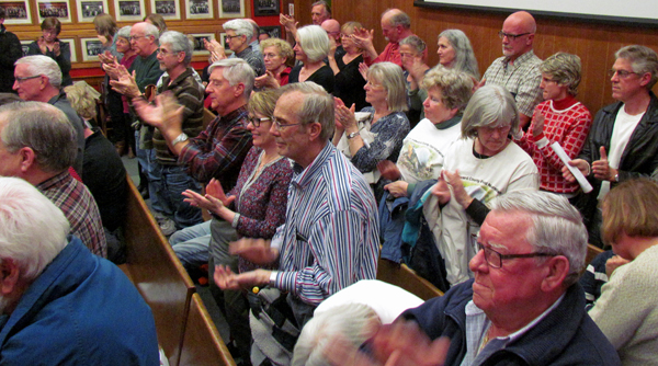 Mayor Robert Quaiff received thunderous applause and a standing ovation from the public in the chamber gallery.