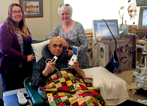 Peter Sheridan, a dialysis patient, is pictured in the MacSteven Dialysis Clinic with the portable ultrasound machine. With him are Briar Boyce, communications co-ordinator with the PECMH Foundation and Lillian Duffy, Foundation board member.