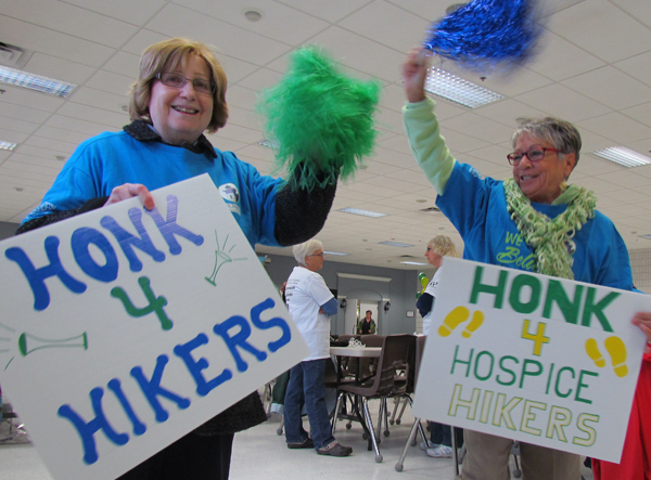Anne and Muriel, Hike for Hospice cheerleaders