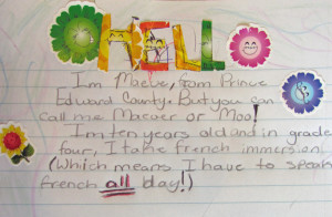 Maeve's start to a letter to children in Attawapiskat