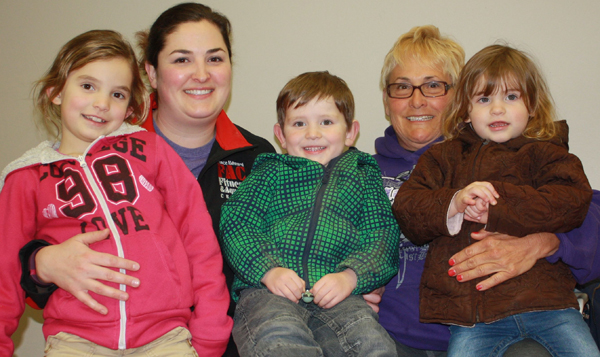 Bentley and MacPherson family - Krista MacPherson, Mom, Pat Bentley, Grandma with Hannah, Lucas and Jordan MacPherson.