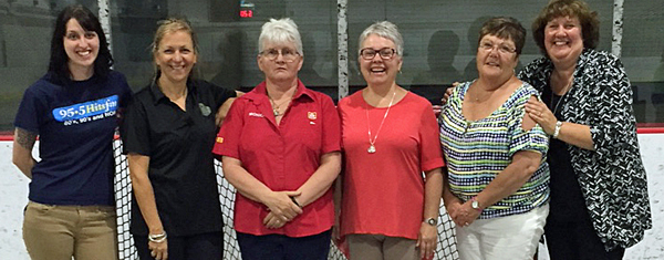 Some of the Relay for Life sponsors - Emily Quesnelle, Debbie Tremblay, Monica Baldwin-Tripp, Shari Hardon, Pat Guernsey and Tina Rutgers - pose for a group photo - all smiles for a successful sign up night.