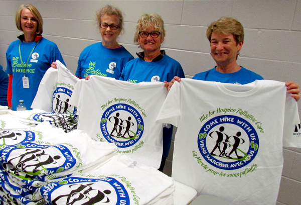 Volunteers Sandra Norval, Theresa Durning, Sandra Ferguson and Colleen Kelly with participant T-shirts.