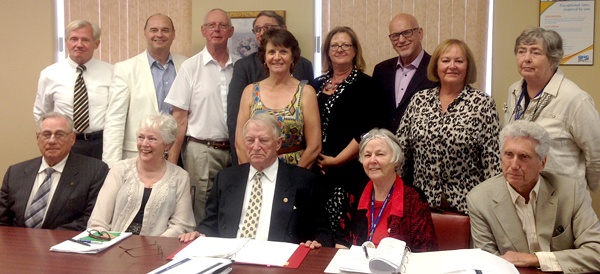 Welcomed to the hospital foundation board, back row, from left are: Dr. Michael Shannon, Ken Menlove, Cline Pierson, Dennis Darby, Monica Alyea (chair), Rachel Henry, John Walker, Liz Jones (PECMH Auxiliary President) and Sue Law. Front row, from left: Don Wakefield, Lillian Duffy, Leo Finnegan (past chair), Fran Donaldson (vice chair) and Paul Gallagher (treasurer).